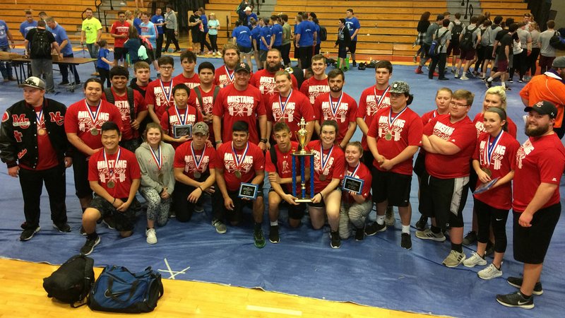 RICK PECK/SPECIAL TO MCDONALD COUNTY PRESS The McDonald County High School boys' powerlifting team took second and the girls' sixth at the Missouri High School Powerlifting State Championships held March 10 at Glendale High School in Springfield