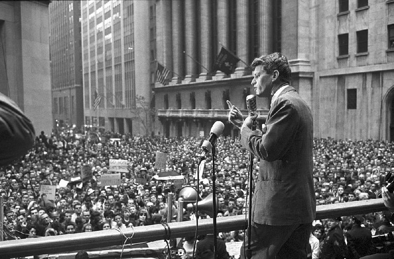 Robert F. Kennedy gives a speech in New York’s financial district on Oct. 24, 1964, during his successful campaign for the U.S. Senate, where he served until his assassination in June 1968.