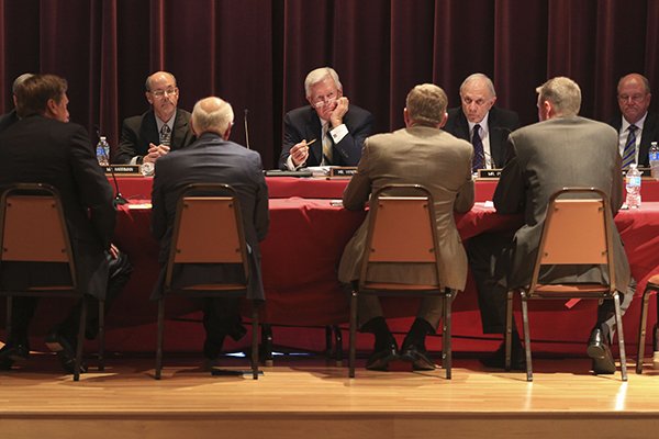 Members of the University of Arkansas Board of Trustees are shown during this September 2016 file photo. 