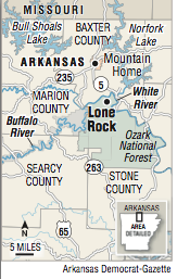 A map showing the location of Lone Rock.