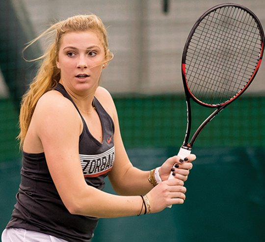 Submitted photo FRESHMAN RAZORBACK: Lakeside graduate Tatum Rice is 11-1 with her doubles partner this spring for the Arkansas Razorbacks in her first season in Fayetteville.