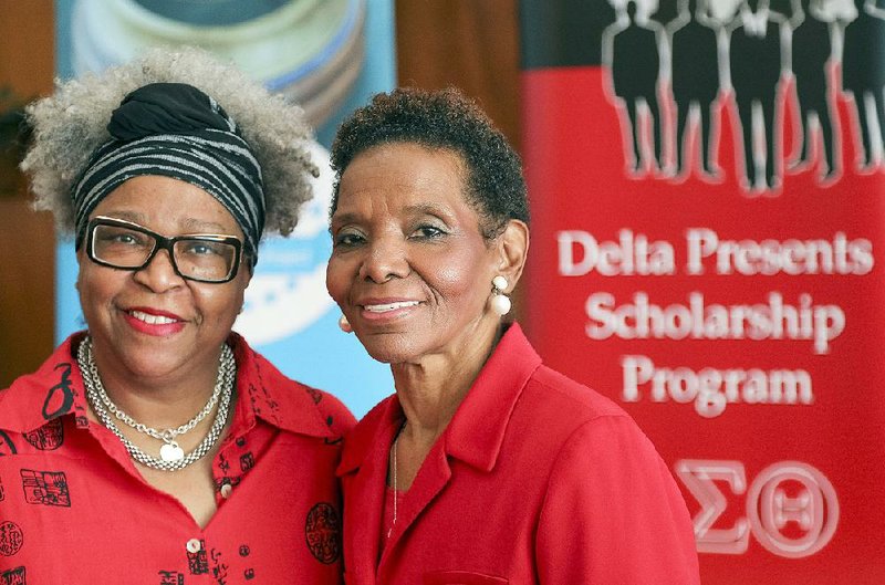 The Delta Presents Scholarship Program, whose 2018 class of outstanding black male high school seniors will be highlighted on April 29, now has a spinoff. Mary Robinson Guinn (left), and Rose Barnes are co-chairing the new Delta Presents Alumni Association. “We … want to extend the expectations that we have for the young men that we have worked with,” Guinn says.  