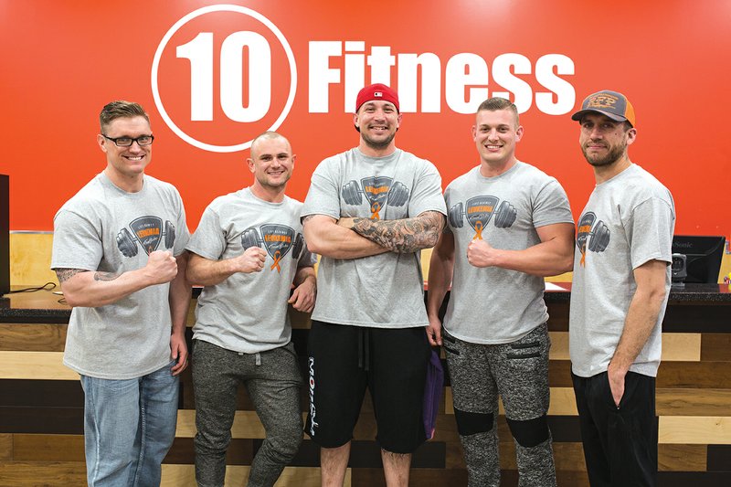 Shawn Rumbaugh, from left, Louis Thompson, Nick Lavoie, Austin Logan and Kyle Hammons are working to support their friend, Blake Wilson, who was recently diagnosed with leukemia. Many of the fundraisers — such as the Lift Against Leukemia event organized by Austin and Taylor Logan — will take place at 10 Fitness, where Wilson was very active before his diagnosis.