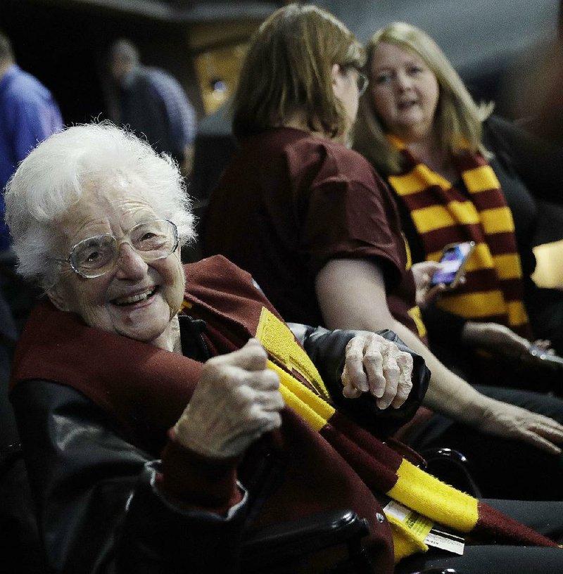 Loyola-Chicago gear involving 98-yearold team chaplain Sister Jean is at a premium as the Ramblers play today
with a spot in the Final Four on the line.