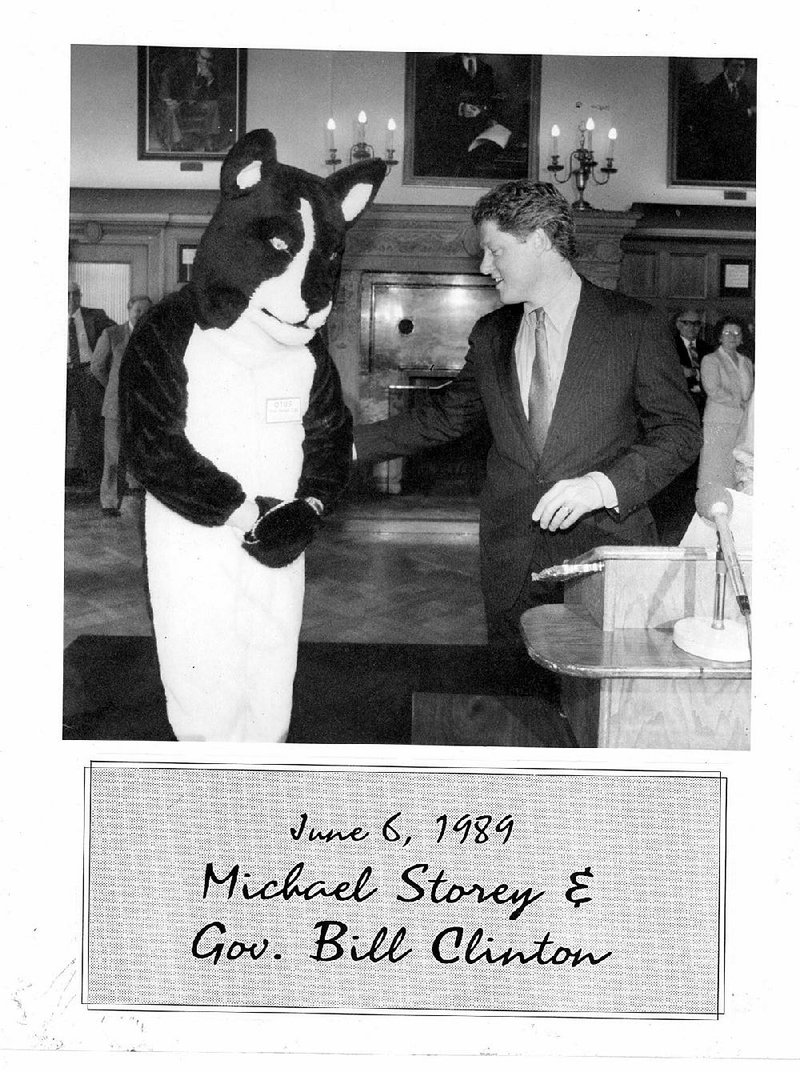 In honor of Otus’ 10 years of service, Gov. Bill Clinton proclaimed June “Otus the Head Cat Month” on June 6, 1989. Otus, who was indisposed that day, sent his Owner in an Otus suit as his surrogate. Fayetteville-born Otus the Head Cat’s award-winning column of humorous fabrication appears every Saturday.