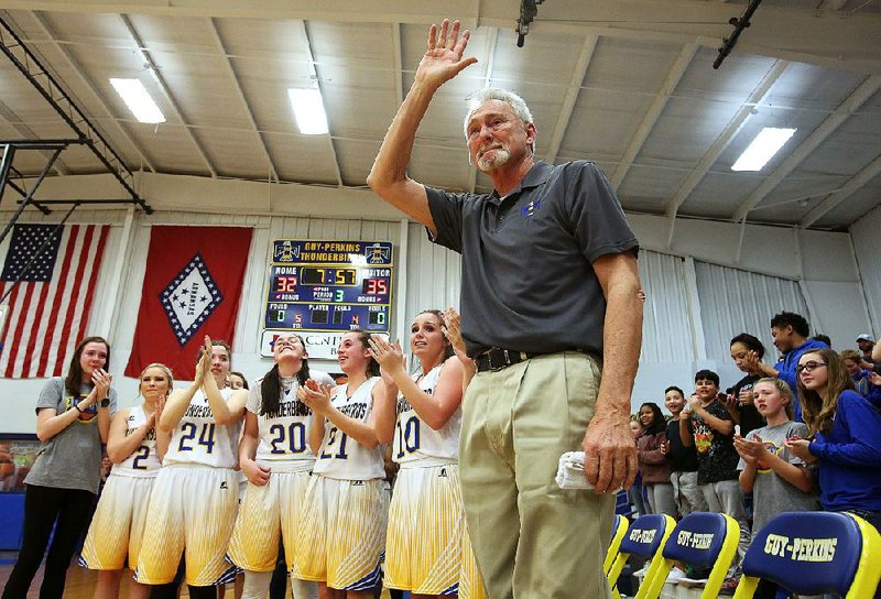 Guy-Perkins Coach John Hutchcraft had a career coaching record of 2,013-617. A 42-year high school coaching veteran, Hutchcraft will be one of nine inductees into the 2018 Arkansas Sports Hall of Fame.  