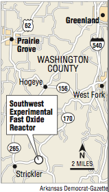A map showing the Southwest Experimental Fast Oxide Reactor 