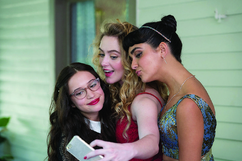 Sam (Gideon Adlon), Julie (Kathryn Newton) and Kayla (Geraldine Viswanathan) make a pact in Blockers, the teen sex comedy that marks the directorial debut of Kay Cannon (writer of the Pitch Perfect series).
