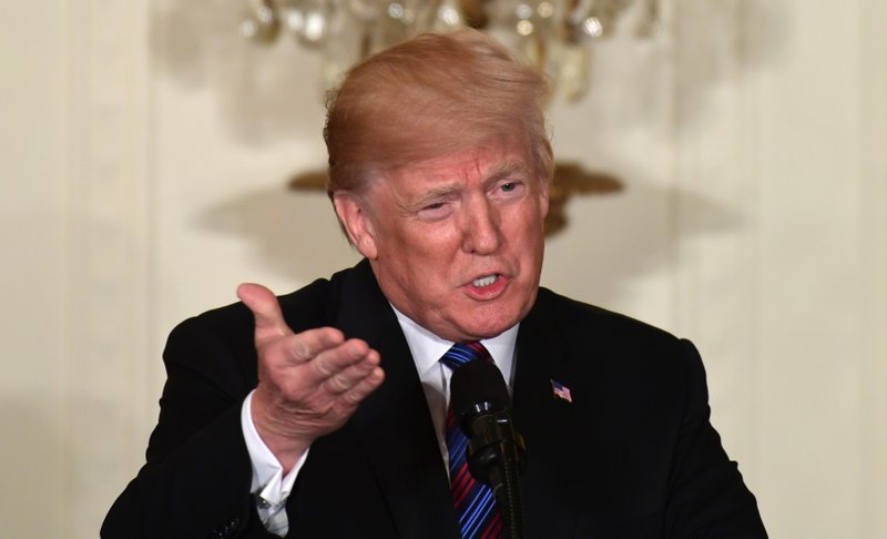 In this April 3, 2018, photo, President Donald Trump speaks during a news conference in the East Room of the White House in Washington. For more than a year, Wall Street has largely ignored the unpredictability and chaos that has plagued Trump's administration, confident that the businessman-turned-president's policies would juice the economy and that a team of mainstream advisers would keep more controversial proposals at bay. Now the financial markets are showing that their patience with Trump has its limits. (AP Photo/Susan Walsh)