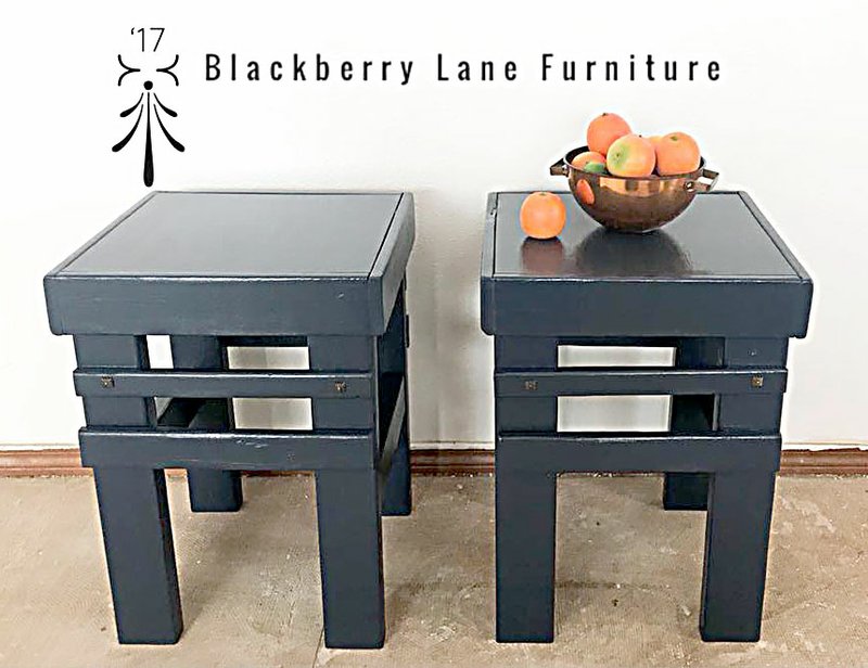 COURTESY PHOTO These custom navy stools, created by Christina Boyd, are a simple way to add some color to an existing gray and white palate. Boyd, who assists homeowners with redesigns, construction projects and building custom furniture, says spring trends include adding color, prints and patterns to make a home feel more vibrant, colorful and alive.