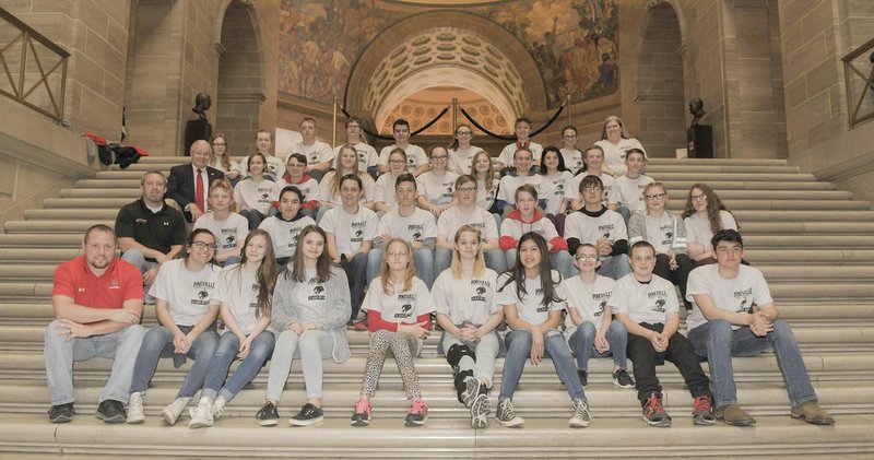 PHOTO SUBMITTED Picture includes Representative Bill Lant (third row, left), Pineville eighth-grade students and accompanying teachers.