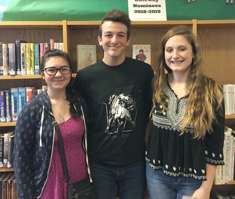 RICK PECK/SPECIAL TO MCDONALD COUNTY PRESS Three students from McDonald County High School were recently elected to offices with the state library club: Brittaney Mann, secretary (left); Ryan King, president; and McKenna Evenson, vice president.