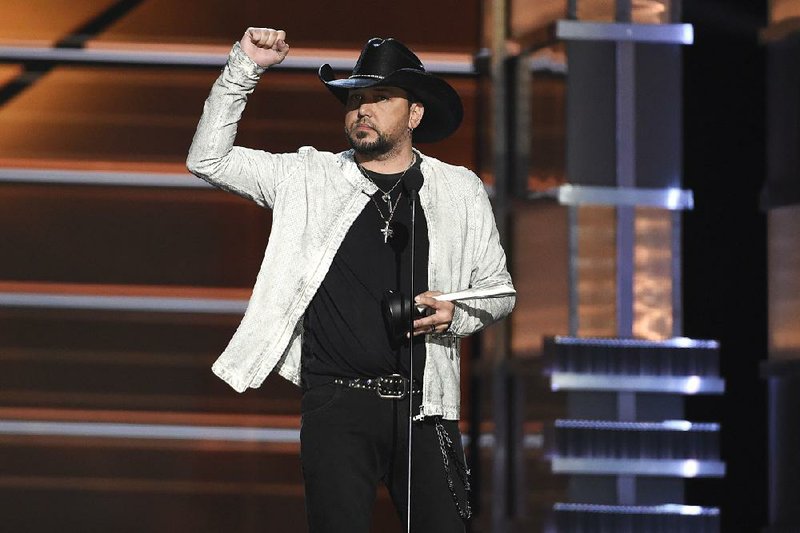 Jason Aldean accepts the award for entertainer of the year at the 53rd annual Academy of Country Music Awards at the MGM Grand Garden Arena on Sunday in Las Vegas.
