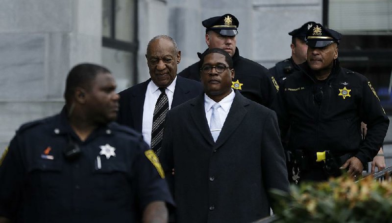 Bill Cosby departs the Montgomery County Courthouse in Norristown, Pa., on Monday, where he is on trial for sexual assault.