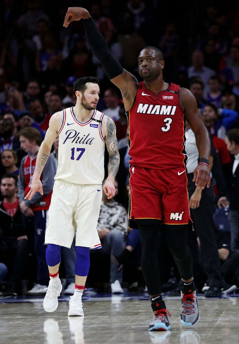 Miami’s Dwyane Wade scored 28 points in leading the Heat to a 113-103 victory over the Philadelphia 76ers on Monday night in the NBA playoffs.