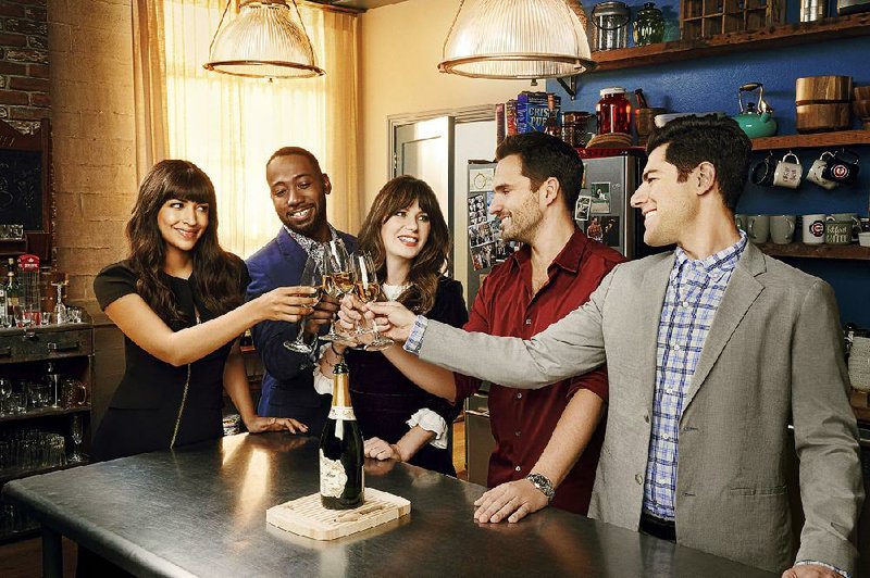 New Girl has returned to the Fox lineup for one final short season to wrap things up. The series stars (from left) Hannah Simone, Lamorne Morris, Zooey Deschanel, Jake Johnson and Max Greenfield.