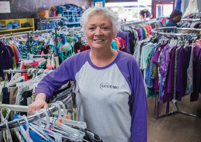 Laurie Welch, executive director of the Grant County Unified Community Resource Council Inc., stands inside the newly named Kathy’s Closet & Food Pantry in downtown Sheridan. The thrift store was renamed in February to honor former board member and volunteer Kathy Tadlock, who died in September 2017. 