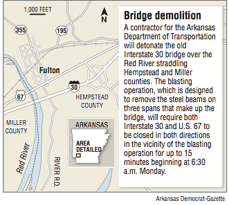 A map showing bridge demolition information and location.