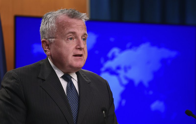 Acting Secretary of State John Sullivan speaks about the release of the 2017 country reports on human rights practices during a news conference at the State Department in Washington, Friday, April 20, 2018. (AP Photo/Susan Walsh)