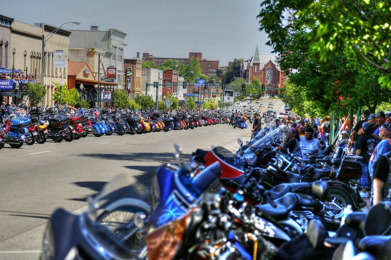 Photo courtesy Steel Horse Rally Inc. Bikes line the street during the 2017 Steel Horse Rally. The organization's secretary, Karen Snow, says Fort Smith saw approximately 50,000 motorcycles pull into town for the two-day festival last year.