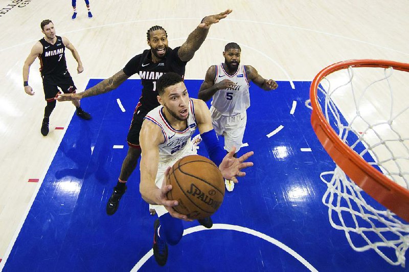 Philadelphia 76ers guard Ben Simmons is averaging 19.3 points, 10.8 rebounds and 9.8 assists in the first round against the Miami Heat. The 76ers can close out the series tonight in Philadelphia. 