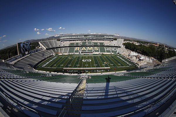 Colorado State's new stadium is shown before hosting Oregon State on Saturday, Aug. 26, 2017, in Fort Collins, Colo. (AP Photo/David Zalubowski)

