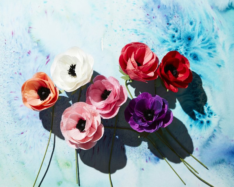 These are paper anemones by Livia Cetti of the Green Vase. 