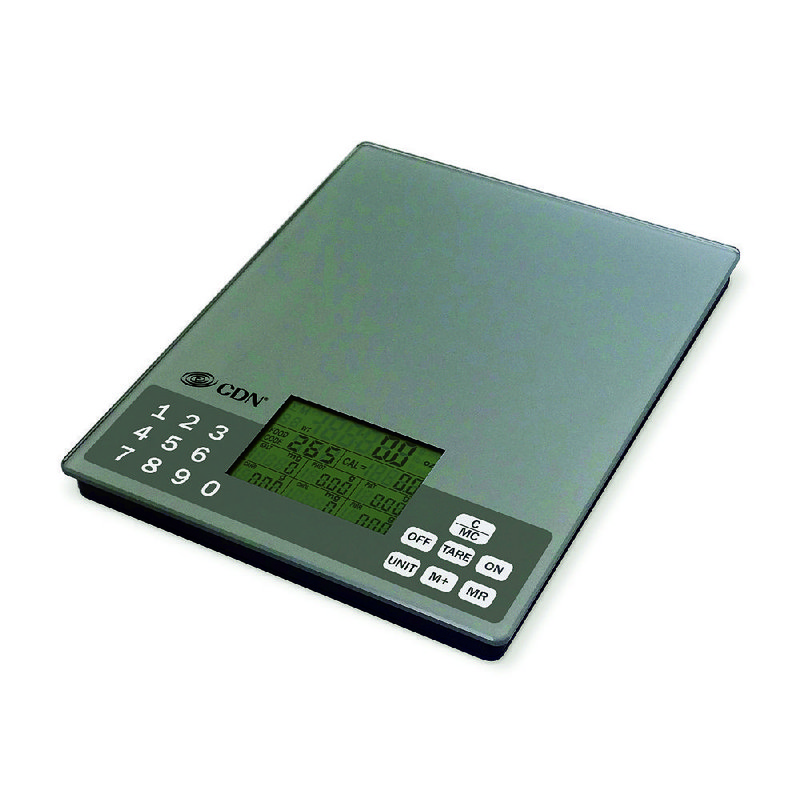 CDN Digital Nutrition Scale functions as a normal kitchen scale and includes a database of nutritional information for 999 foods. 