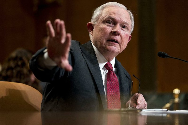 Attorney General Jeff Sessions speaks about the Justice Department’s budget Wednesday before a Senate Appropriations subcommittee on Capitol Hill. 