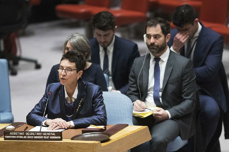 U.N. Assistant Secretary-General for Humanitarian Affairs Ursula Mueller speaks about the Syria situation Wednesday during a Security Council meeting.  