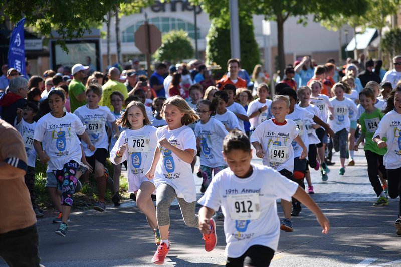 COURTESY PHOTO Area children participate in the 2017 Kendrick Fincher "Hydration for Life" Youth Run. This year's event is set for May 12 at Pinnacle Hills Promenade in Rogers.
