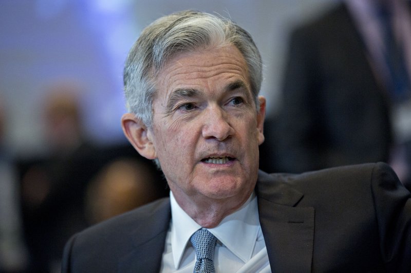 Federal Reserve Chairman Jerome Powell talks during the International Monetary Fund Committee (IMFC) plenary session at the spring meetings of the IMF and World Bank in Washington on April 21, 2018. 