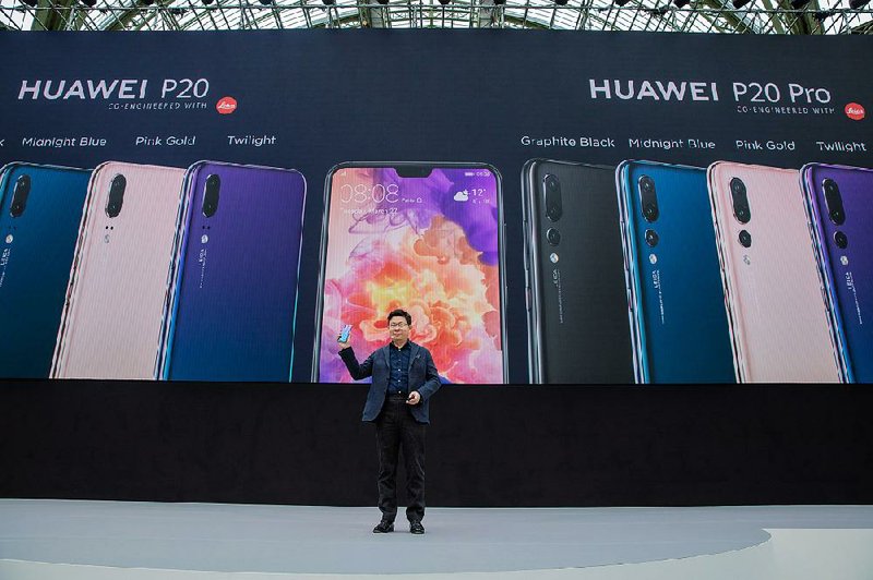 Richard Yu, CEO of Huawei Technologies Co., speaks recently in Paris where the company unveiled its P20 Pro series of smartphones. 
