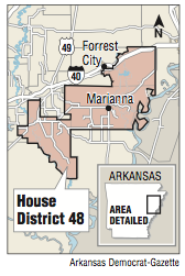 A map showing the location of House District 48 