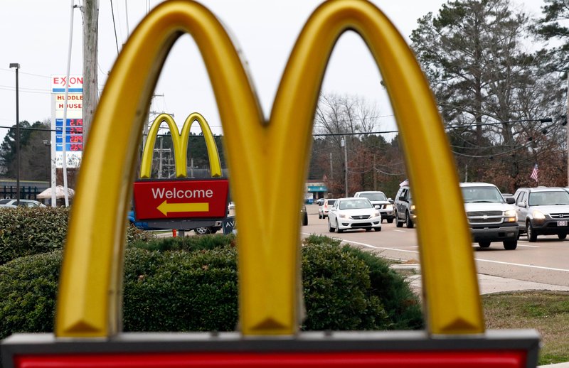 FILE- This Feb. 15, 2018, file photo shows a McDonald's Restaurant in Brandon, Miss. (AP Photo/Rogelio V. Solis, File)