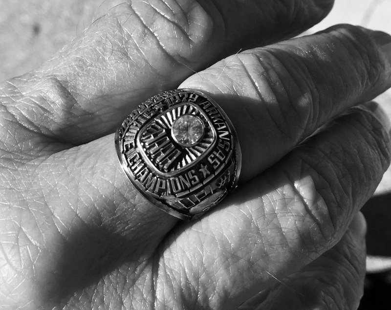 The ring presented to Jonesboro High School football coach Don Riggs when the team won the 1979 Arkansas state championship is shown in this undated photo.