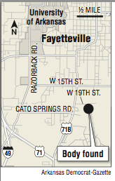 A map showing the location of the homicide victim found on UA land 
