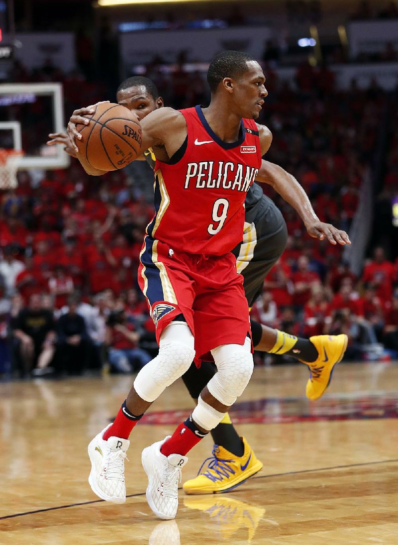 New Orleans Pelicans guard Rajon Rondo (9) takes exception to the nickname “Playoff Rondo.” He said while he loves the stakes of playoff basketball, he gives the same effort during the regular season.  
