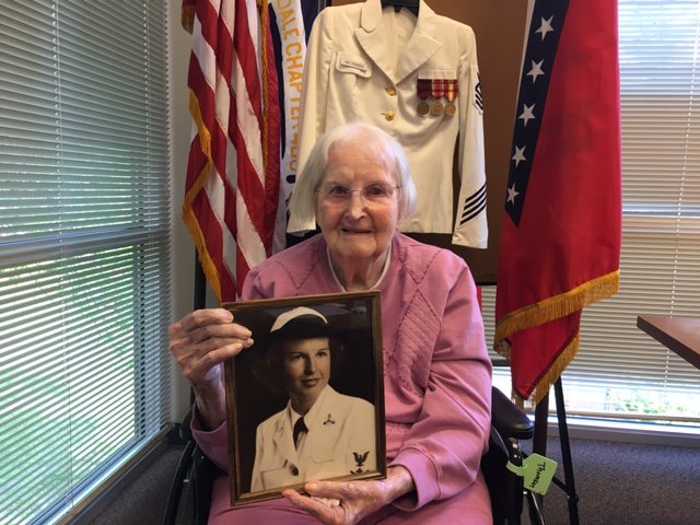 Des Arc native Mabel Thomsen, 101, who joined the Navy in 1944, still has her uniform and medals. 
