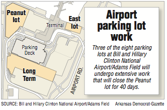 A map showing Airport parking lot work 