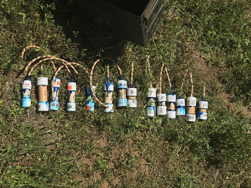 Fourteen homemade bombs were recovered by the Pulaski County sheriff’s office after the arrest of James Patrick Huff in the 18000 block of Amazon Lane on Monday. Two other bombs discovered last week at an Ironton Road home have also been traced to Huff. 