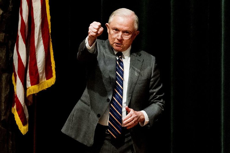 U.S. Attorney General Jeff Sessions speaks Tuesday at the Law Enforcement Training Conference in Gatlinburg, Tenn.  
