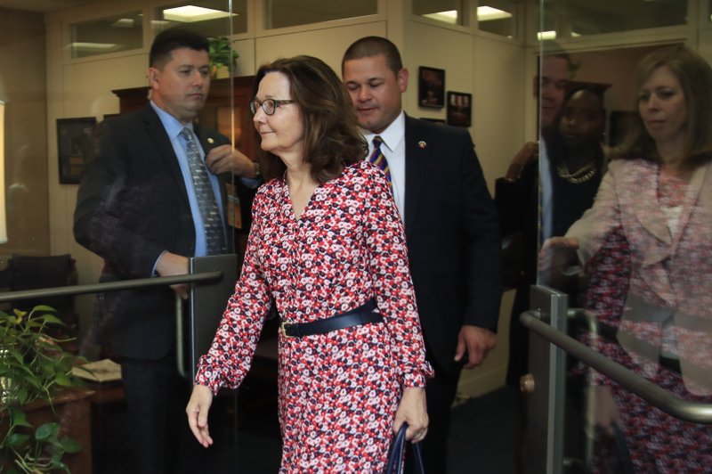 CIA Director nominee Gina Haspel leaves the office of Sen. Dianne Feinstein, D-Calif., following a meeting on Capitol Hill in Washington, Monday, May 7, 2018. 