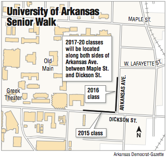 University Of Arkansas Map At Ua, Senior Walk Spreads; This Year's Class First Time School Negotiated  With Private Land Owners