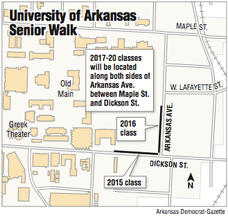 university of arkansas map At Ua Senior Walk Spreads This Year S Class First Time School