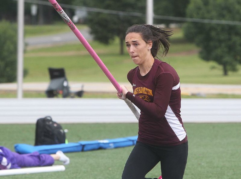 Lake Hamilton’s Edie Murray heads into today’s Meet of Champions with the top mark this season in the pole vault, having cleared 13 feet, 3 1/4 inches.   
