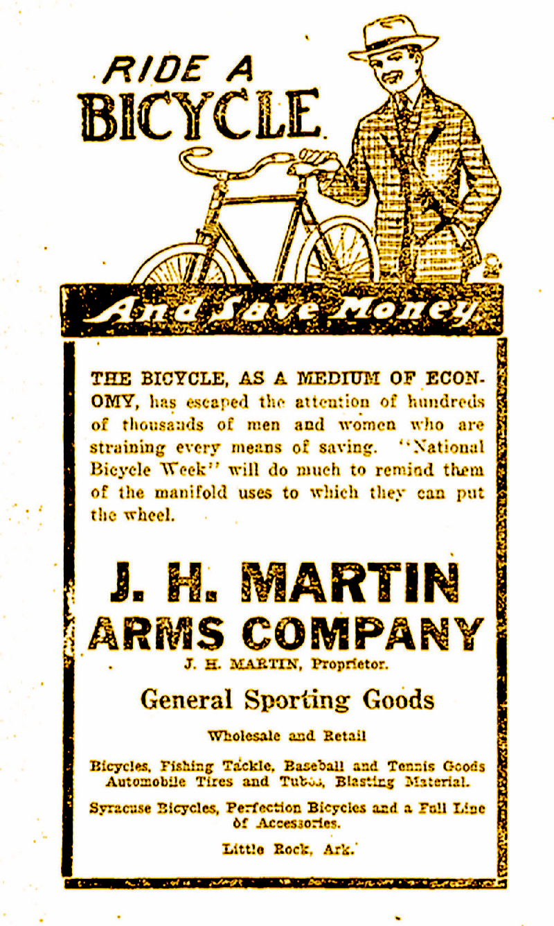 This ad for a bicycle shop appeared in the May 5, 1918, Arkansas Gazette. 
