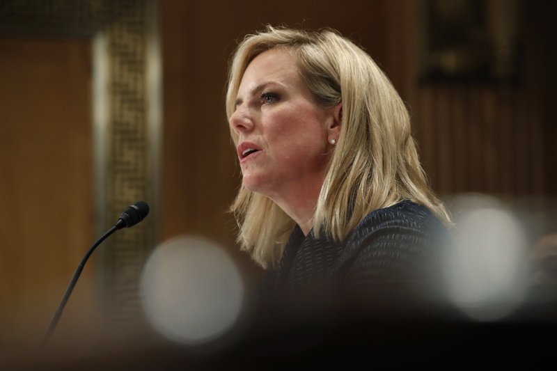 Homeland Security Secretary Kirstjen Nielsen testifies to the Senate Homeland Security Committee, Tuesday, May 15, 2018, on Capitol Hill in Washington. (AP Photo/Jacquelyn Martin)