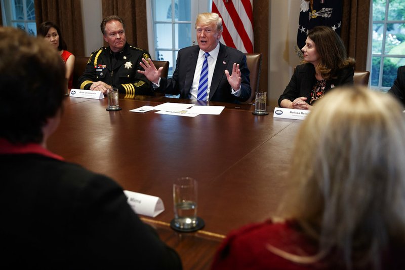 President Donald Trump speaks during a roundtable on immigration policy in California, in the Cabinet Room of the White House, Wednesday, May 16, 2018, in Washington. (AP Photo/Evan Vucci)