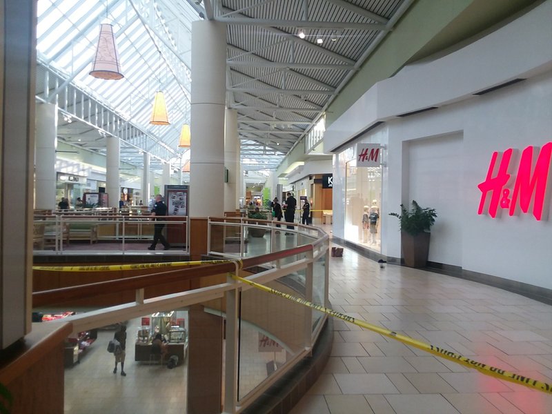 Little Rock police investigate after people were stabbed during a fight at Park Plaza mall on Thursday, May 17, 2018.